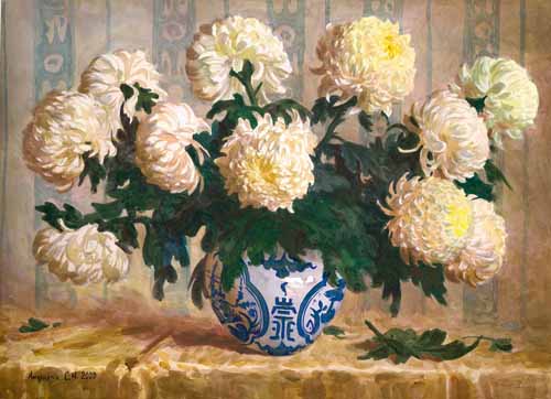 Купить или заказать картину Андрияки Белые хризантемы
